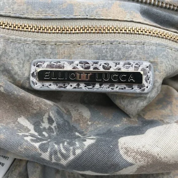 Elliott Lucca Gray Snakeskin Leather Style Pocket Double Handle Shoulder Bag - Picture 8 of 16